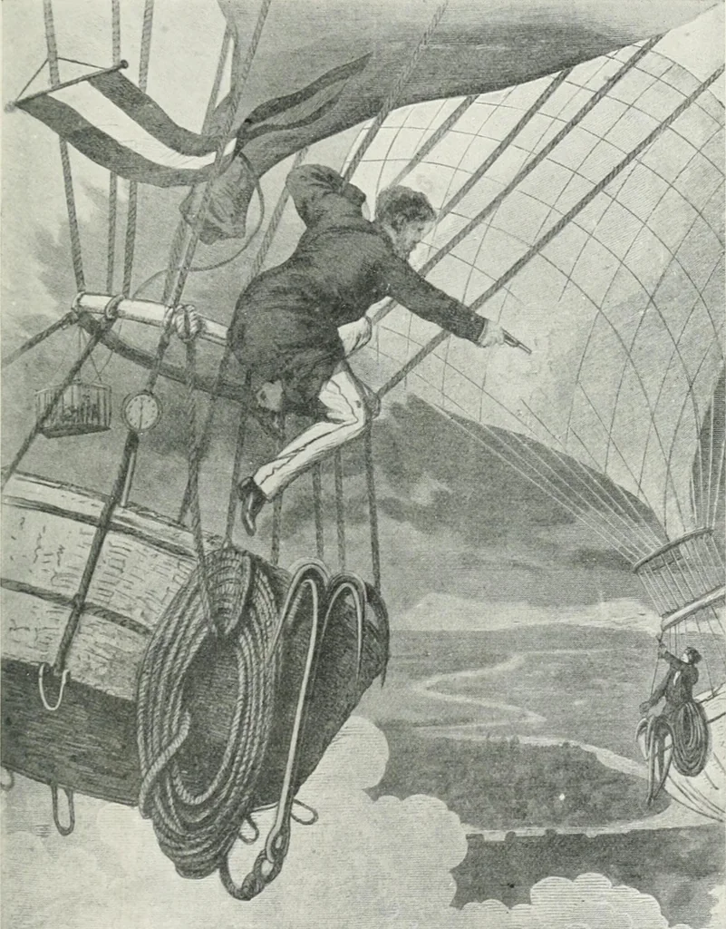 An illustration from Travels in space; a history of aerial navigation, 1902, leaf 222