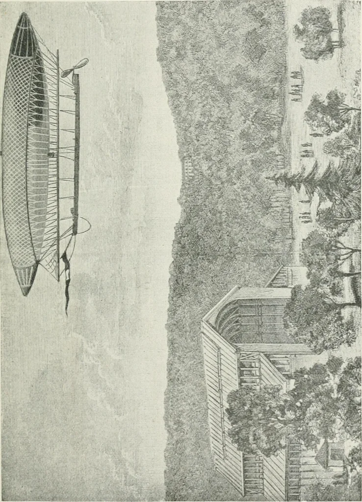 An illustration from Travels in space; a history of aerial navigation, 1902, leaf 252