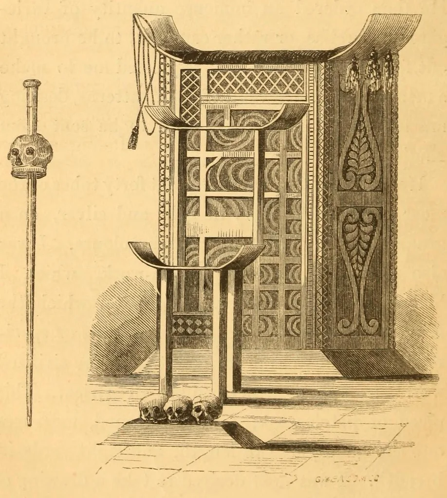 An illustration from Travels in Western Africa, in 1845 & 1846, comprising a journey from Whydah, through the kingdom of Dahomey, to Adofoodia, in the interior, 1847, leaf 296