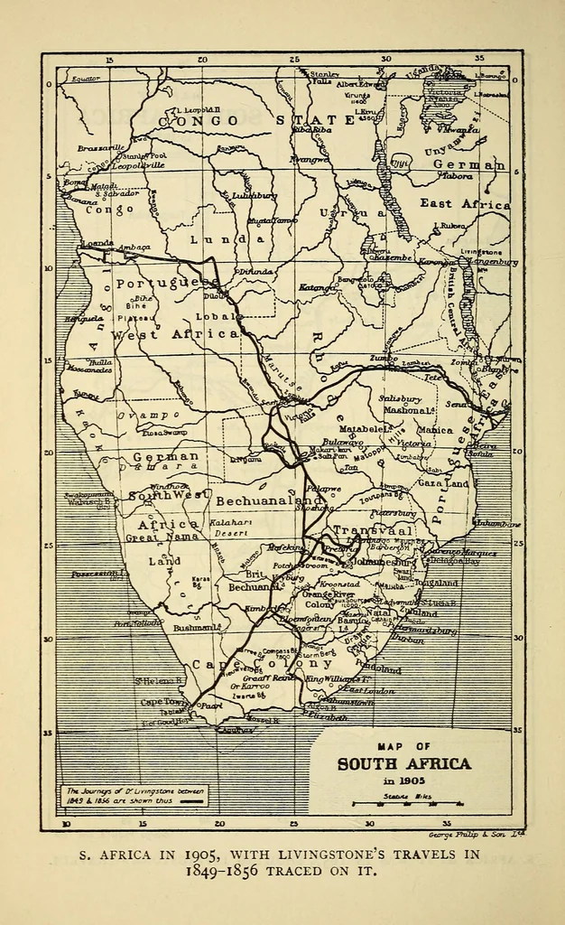 An illustration from Travels and researches in South Africa : including a sketch of sixteen years residence in the interior of Africa, and a journey from the Cape of Good Hope to Loanda on the west coast, thence across the continent, down the River Zambesi, to the eastern ocean, 1905, leaf 18