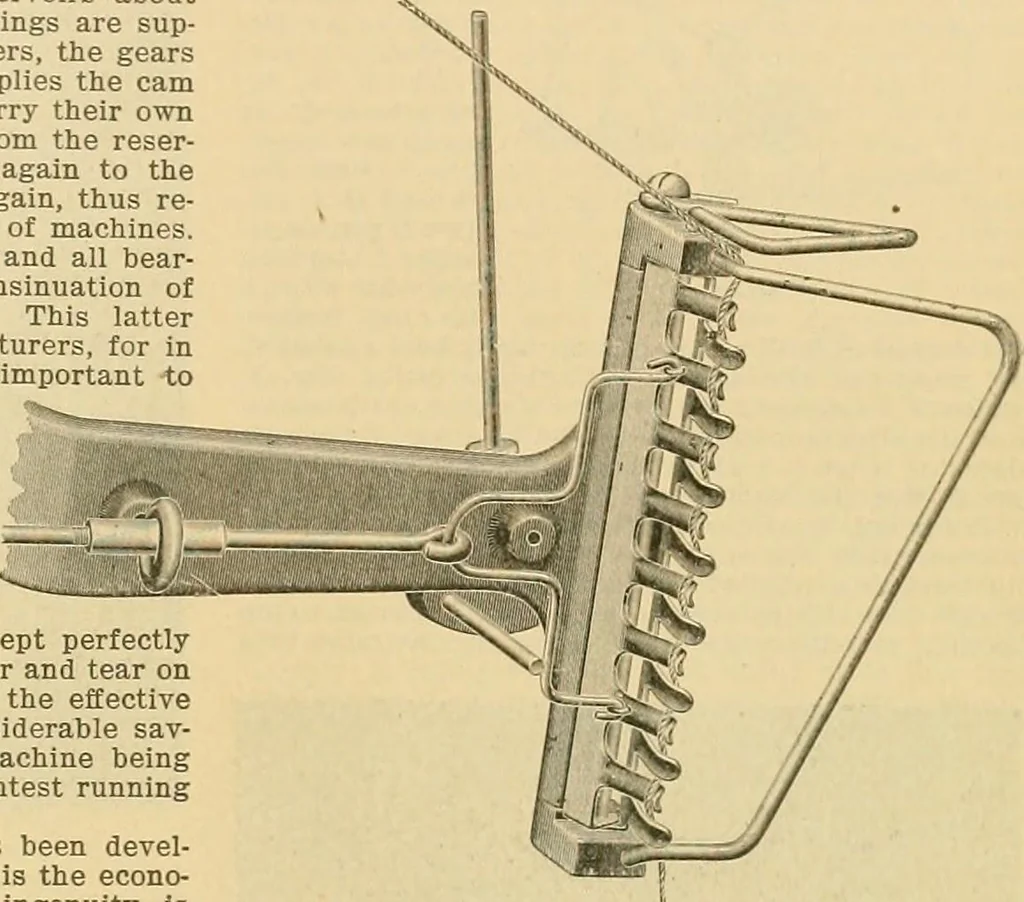 An illustration from A treatise, giving a thorough description of the properties and supply of the fibres, as well as the various processes required for converting wool, cotton, silk from fibre to finished goods, covering both woven and knit goods ... construction of the most modern improvements to preparatory machinery ... accessories relating to construction and equipment of modern textile manufacturing plants .., 1895, leaf 120