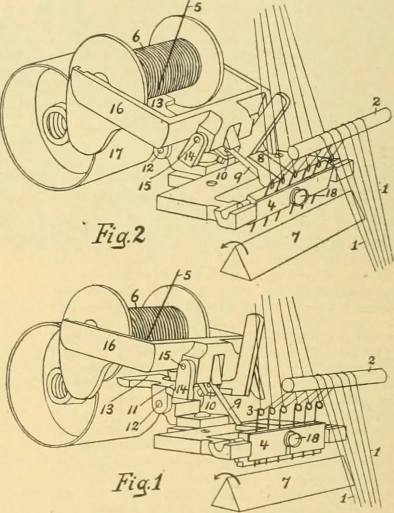 An illustration from A treatise, giving a thorough description of the properties and supply of the fibres, as well as the various processes required for converting wool, cotton, silk from fibre to finished goods, covering both woven and knit goods ... construction of the most modern improvements to preparatory machinery ... accessories relating to construction and equipment of modern textile manufacturing plants .., 1895, leaf 123