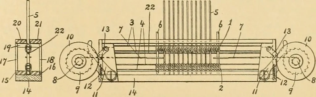 An illustration from A treatise, giving a thorough description of the properties and supply of the fibres, as well as the various processes required for converting wool, cotton, silk from fibre to finished goods, covering both woven and knit goods ... construction of the most modern improvements to preparatory machinery ... accessories relating to construction and equipment of modern textile manufacturing plants .., 1895, leaf 132