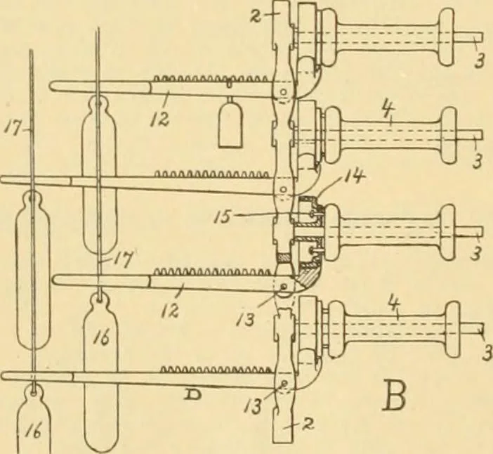 An illustration from A treatise, giving a thorough description of the properties and supply of the fibres, as well as the various processes required for converting wool, cotton, silk from fibre to finished goods, covering both woven and knit goods ... construction of the most modern improvements to preparatory machinery ... accessories relating to construction and equipment of modern textile manufacturing plants .., 1895, leaf 151