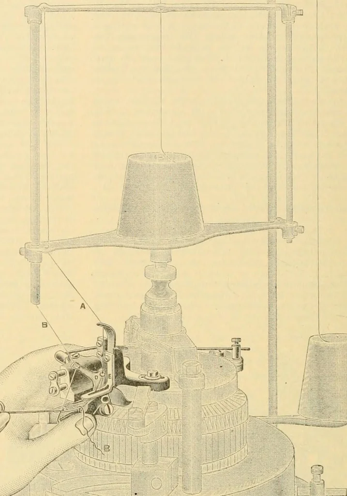 An illustration from A treatise, giving a thorough description of the properties and supply of the fibres, as well as the various processes required for converting wool, cotton, silk from fibre to finished goods, covering both woven and knit goods ... construction of the most modern improvements to preparatory machinery ... accessories relating to construction and equipment of modern textile manufacturing plants .., 1895, leaf 215