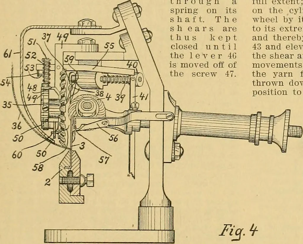An illustration from A treatise, giving a thorough description of the properties and supply of the fibres, as well as the various processes required for converting wool, cotton, silk from fibre to finished goods, covering both woven and knit goods ... construction of the most modern improvements to preparatory machinery ... accessories relating to construction and equipment of modern textile manufacturing plants .., 1895, leaf 234