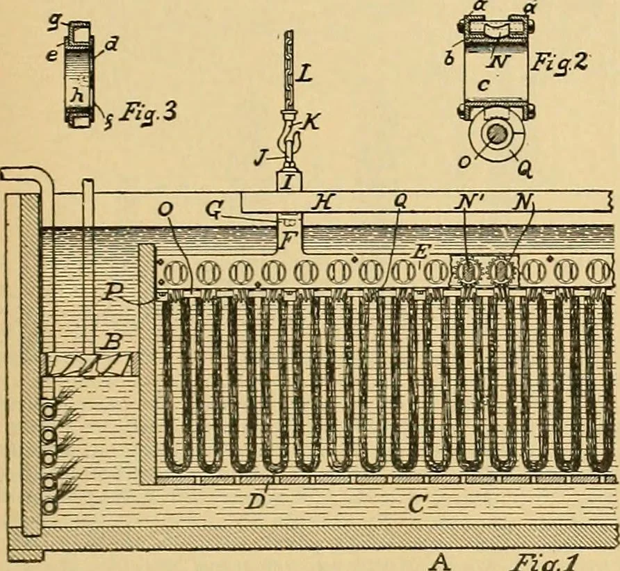 An illustration from A treatise, giving a thorough description of the properties and supply of the fibres, as well as the various processes required for converting wool, cotton, silk from fibre to finished goods, covering both woven and knit goods ... construction of the most modern improvements to preparatory machinery ... accessories relating to construction and equipment of modern textile manufacturing plants .., 1895, leaf 260