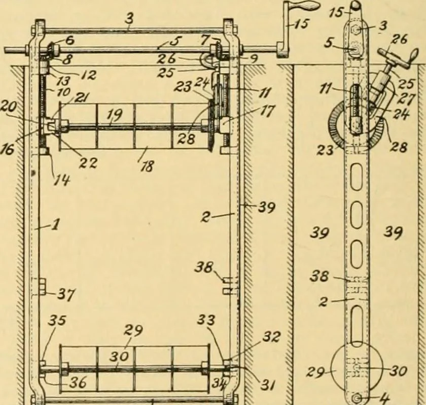 An illustration from A treatise, giving a thorough description of the properties and supply of the fibres, as well as the various processes required for converting wool, cotton, silk from fibre to finished goods, covering both woven and knit goods ... construction of the most modern improvements to preparatory machinery ... accessories relating to construction and equipment of modern textile manufacturing plants .., 1895, leaf 271