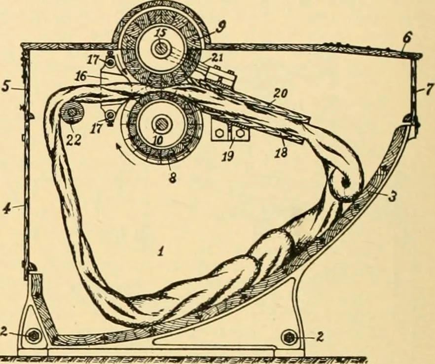 An illustration from A treatise, giving a thorough description of the properties and supply of the fibres, as well as the various processes required for converting wool, cotton, silk from fibre to finished goods, covering both woven and knit goods ... construction of the most modern improvements to preparatory machinery ... accessories relating to construction and equipment of modern textile manufacturing plants .., 1895, leaf 309