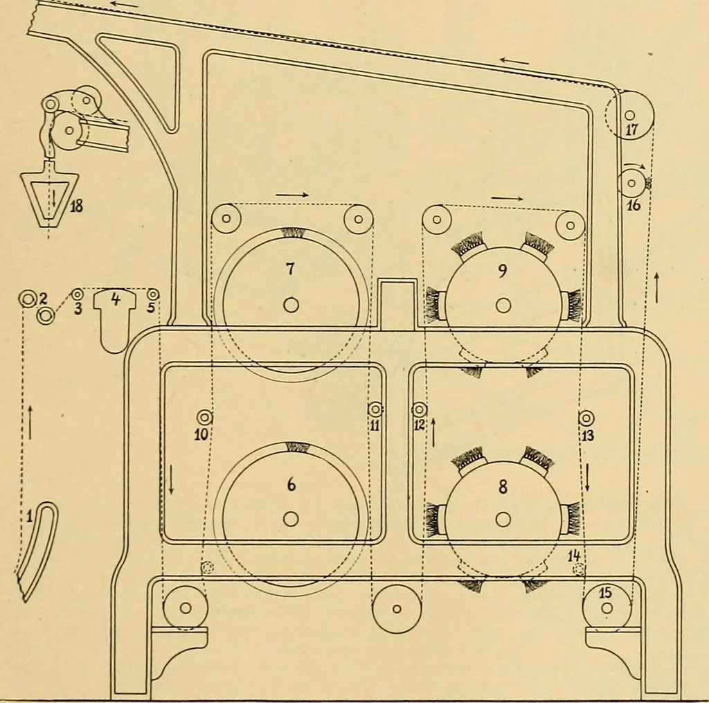 An illustration from A treatise, giving a thorough description of the properties and supply of the fibres, as well as the various processes required for converting wool, cotton, silk from fibre to finished goods, covering both woven and knit goods ... construction of the most modern improvements to preparatory machinery ... accessories relating to construction and equipment of modern textile manufacturing plants .., 1895, leaf 348
