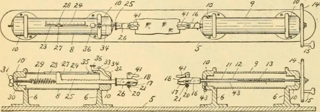 An illustration from A treatise, giving a thorough description of the properties and supply of the fibres, as well as the various processes required for converting wool, cotton, silk from fibre to finished goods, covering both woven and knit goods ... construction of the most modern improvements to preparatory machinery ... accessories relating to construction and equipment of modern textile manufacturing plants .., 1895, leaf 361