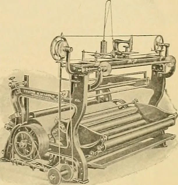 An illustration from A treatise, giving a thorough description of the properties and supply of the fibres, as well as the various processes required for converting wool, cotton, silk from fibre to finished goods, covering both woven and knit goods ... construction of the most modern improvements to preparatory machinery ... accessories relating to construction and equipment of modern textile manufacturing plants .., 1895, leaf 364