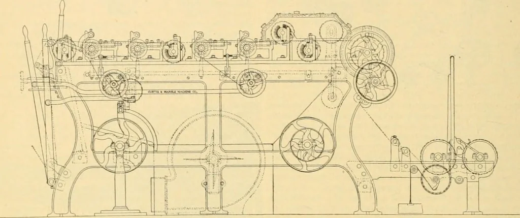 An illustration from A treatise, giving a thorough description of the properties and supply of the fibres, as well as the various processes required for converting wool, cotton, silk from fibre to finished goods, covering both woven and knit goods ... construction of the most modern improvements to preparatory machinery ... accessories relating to construction and equipment of modern textile manufacturing plants .., 1895, leaf 377