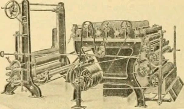 An illustration from A treatise, giving a thorough description of the properties and supply of the fibres, as well as the various processes required for converting wool, cotton, silk from fibre to finished goods, covering both woven and knit goods ... construction of the most modern improvements to preparatory machinery ... accessories relating to construction and equipment of modern textile manufacturing plants .., 1895, leaf 381