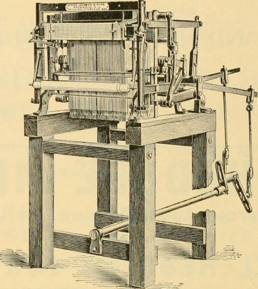 An illustration from A treatise, giving a thorough description of the properties and supply of the fibres, as well as the various processes required for converting wool, cotton, silk from fibre to finished goods, covering both woven and knit goods ... construction of the most modern improvements to preparatory machinery ... accessories relating to construction and equipment of modern textile manufacturing plants .., 1895, leaf 425