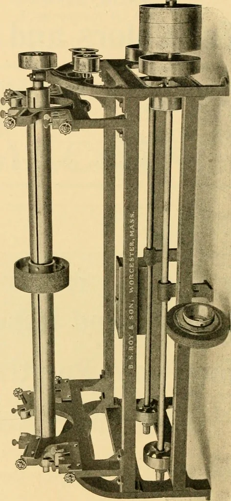 An illustration from A treatise, giving a thorough description of the properties and supply of the fibres, as well as the various processes required for converting wool, cotton, silk from fibre to finished goods, covering both woven and knit goods ... construction of the most modern improvements to preparatory machinery ... accessories relating to construction and equipment of modern textile manufacturing plants .., 1895, leaf 435