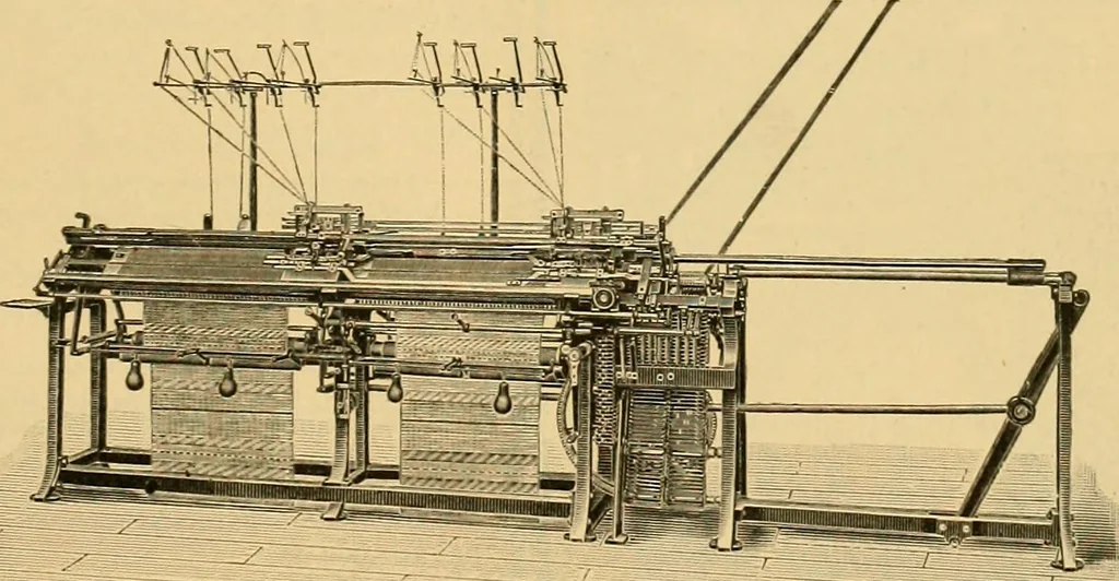 An illustration from A treatise, giving a thorough description of the properties and supply of the fibres, as well as the various processes required for converting wool, cotton, silk from fibre to finished goods, covering both woven and knit goods ... construction of the most modern improvements to preparatory machinery ... accessories relating to construction and equipment of modern textile manufacturing plants .., 1895, leaf 448