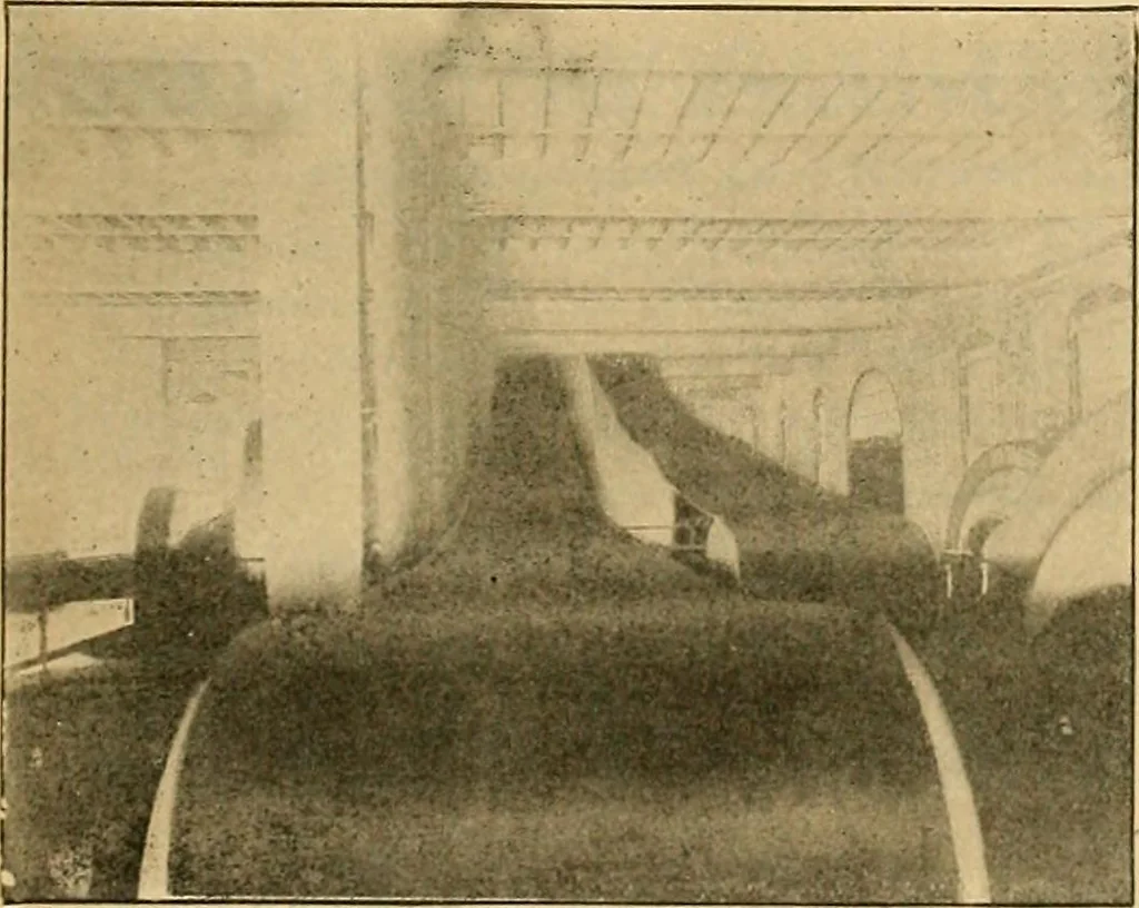 An illustration from A treatise, giving a thorough description of the properties and supply of the fibres, as well as the various processes required for converting wool, cotton, silk from fibre to finished goods, covering both woven and knit goods ... construction of the most modern improvements to preparatory machinery ... accessories relating to construction and equipment of modern textile manufacturing plants .., 1895, leaf 452