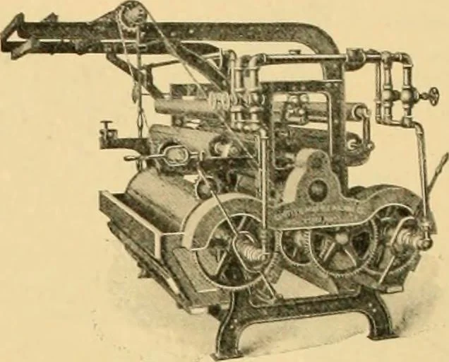 An illustration from A treatise, giving a thorough description of the properties and supply of the fibres, as well as the various processes required for converting wool, cotton, silk from fibre to finished goods, covering both woven and knit goods ... construction of the most modern improvements to preparatory machinery ... accessories relating to construction and equipment of modern textile manufacturing plants .., 1895, leaf 471