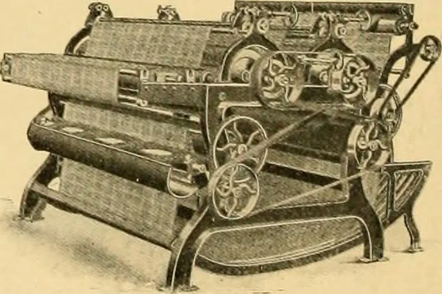 An illustration from A treatise, giving a thorough description of the properties and supply of the fibres, as well as the various processes required for converting wool, cotton, silk from fibre to finished goods, covering both woven and knit goods ... construction of the most modern improvements to preparatory machinery ... accessories relating to construction and equipment of modern textile manufacturing plants .., 1895, leaf 471