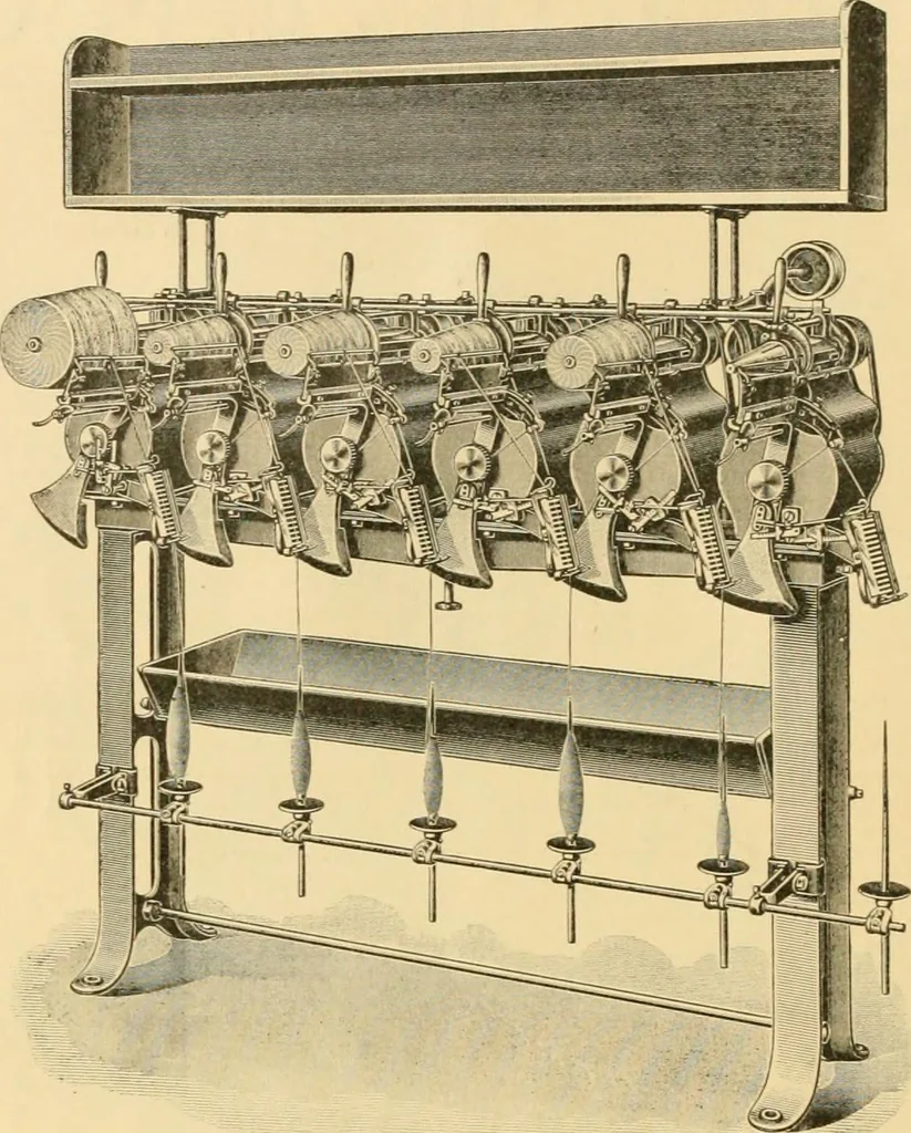 An illustration from A treatise, giving a thorough description of the properties and supply of the fibres, as well as the various processes required for converting wool, cotton, silk from fibre to finished goods, covering both woven and knit goods ... construction of the most modern improvements to preparatory machinery ... accessories relating to construction and equipment of modern textile manufacturing plants .., 1895, leaf 5