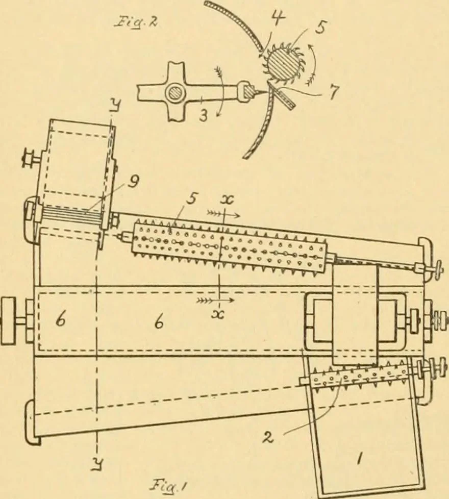 An illustration from A treatise, giving a thorough description of the properties and supply of the fibres, as well as the various processes required for converting wool, cotton, silk from fibre to finished goods, covering both woven and knit goods ... construction of the most modern improvements to preparatory machinery ... accessories relating to construction and equipment of modern textile manufacturing plants .., 1895, leaf 65