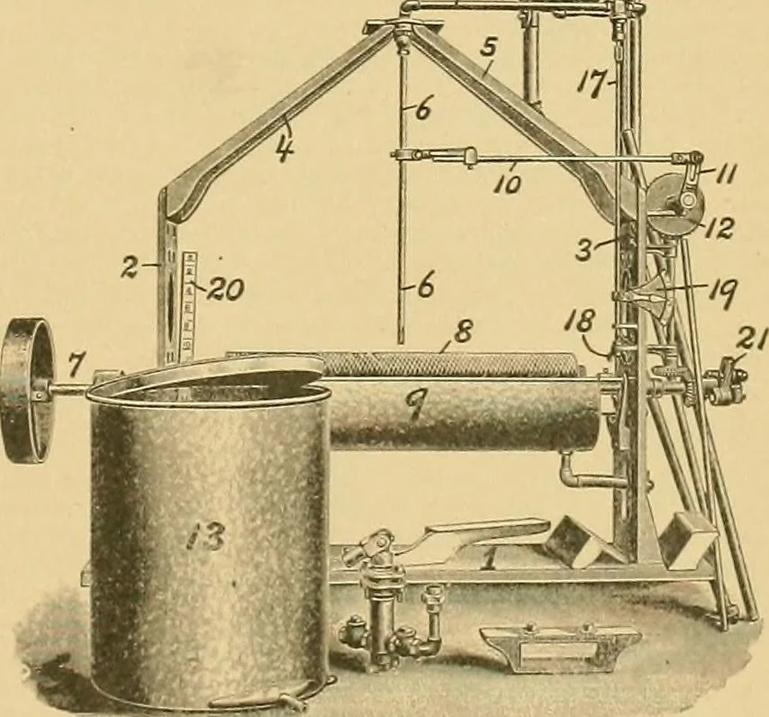 An illustration from A treatise, giving a thorough description of the properties and supply of the fibres, as well as the various processes required for converting wool, cotton, silk from fibre to finished goods, covering both woven and knit goods ... construction of the most modern improvements to preparatory machinery ... accessories relating to construction and equipment of modern textile manufacturing plants .., 1895, leaf 68