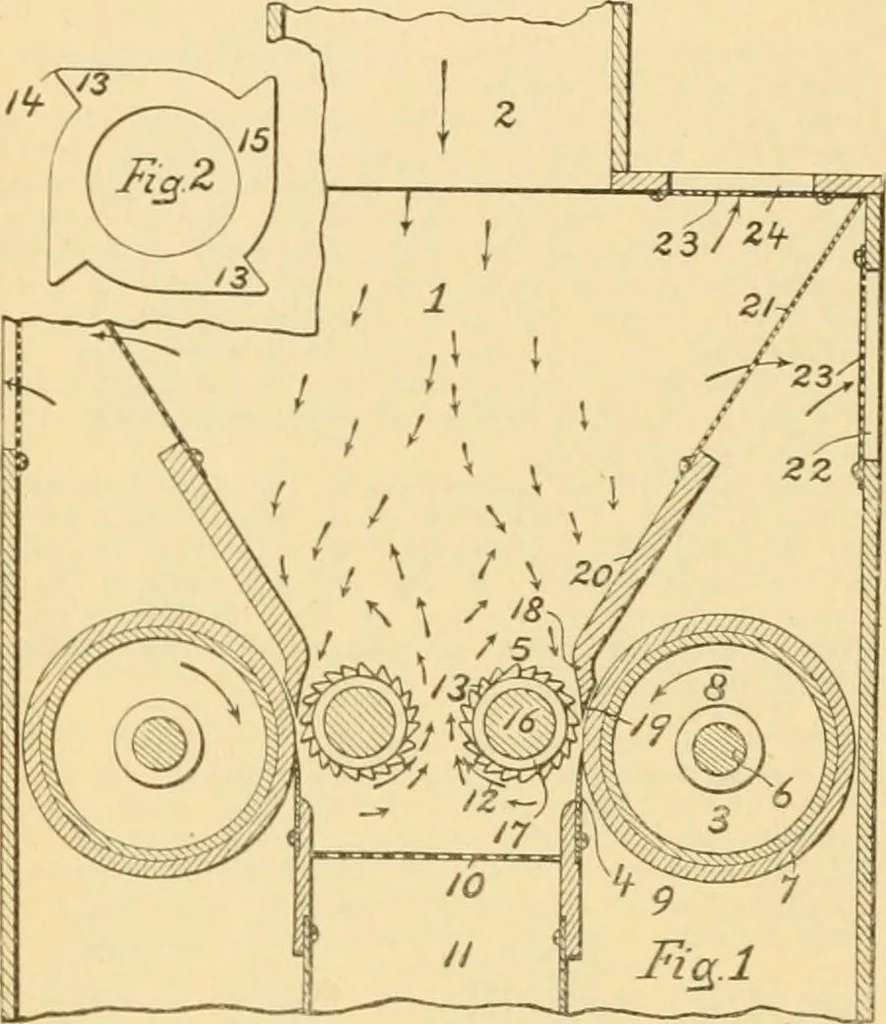 An illustration from A treatise, giving a thorough description of the properties and supply of the fibres, as well as the various processes required for converting wool, cotton, silk from fibre to finished goods, covering both woven and knit goods ... construction of the most modern improvements to preparatory machinery ... accessories relating to construction and equipment of modern textile manufacturing plants .., 1895, leaf 71