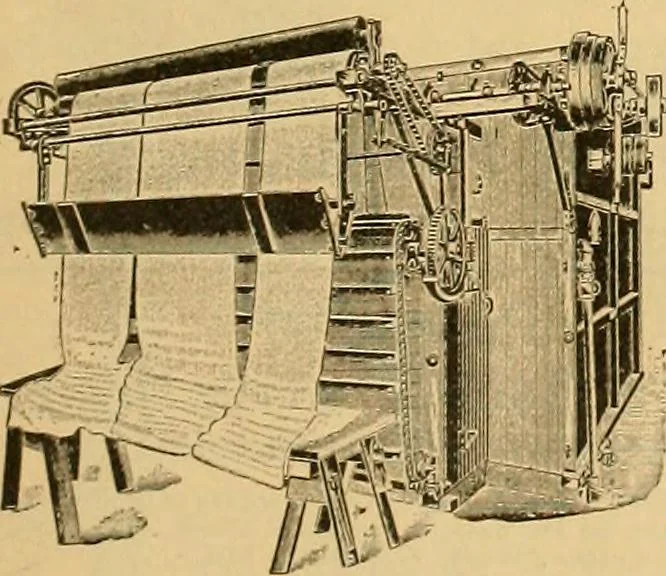 An illustration from A treatise, giving a thorough description of the properties and supply of the fibres, as well as the various processes required for converting wool, cotton, silk from fibre to finished goods, covering both woven and knit goods ... construction of the most modern improvements to preparatory machinery ... accessories relating to construction and equipment of modern textile manufacturing plants .., 1895, leaf 8