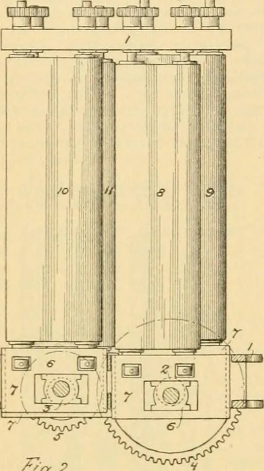 An illustration from A treatise, giving a thorough description of the properties and supply of the fibres, as well as the various processes required for converting wool, cotton, silk from fibre to finished goods, covering both woven and knit goods ... construction of the most modern improvements to preparatory machinery ... accessories relating to construction and equipment of modern textile manufacturing plants .., 1895, leaf 85