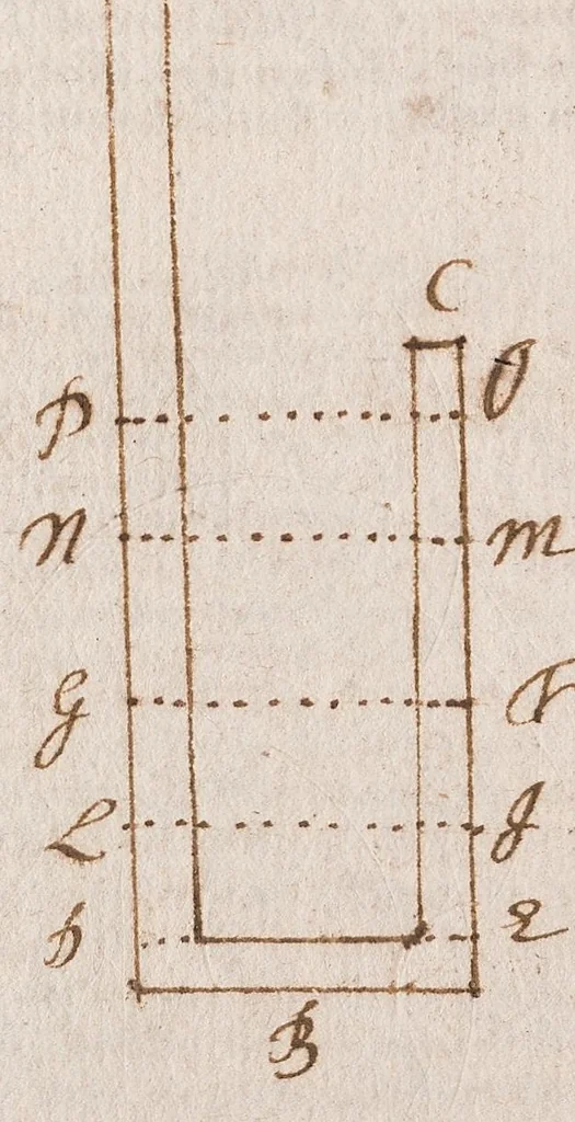 An illustration from A treatise of the motion of water and other fluid bodyes [manuscript], 1680, leaf 48