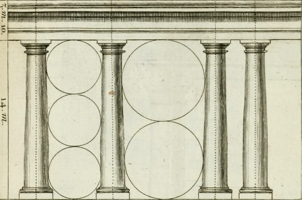 An illustration from A treatise of architecture, with remarks and observations : necessary for young people, who would apply themselves to that noble art, 1732, leaf 171