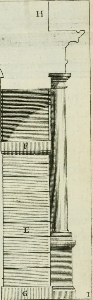 An illustration from A treatise of architecture, with remarks and observations : necessary for young people, who would apply themselves to that noble art, 1732, leaf 178