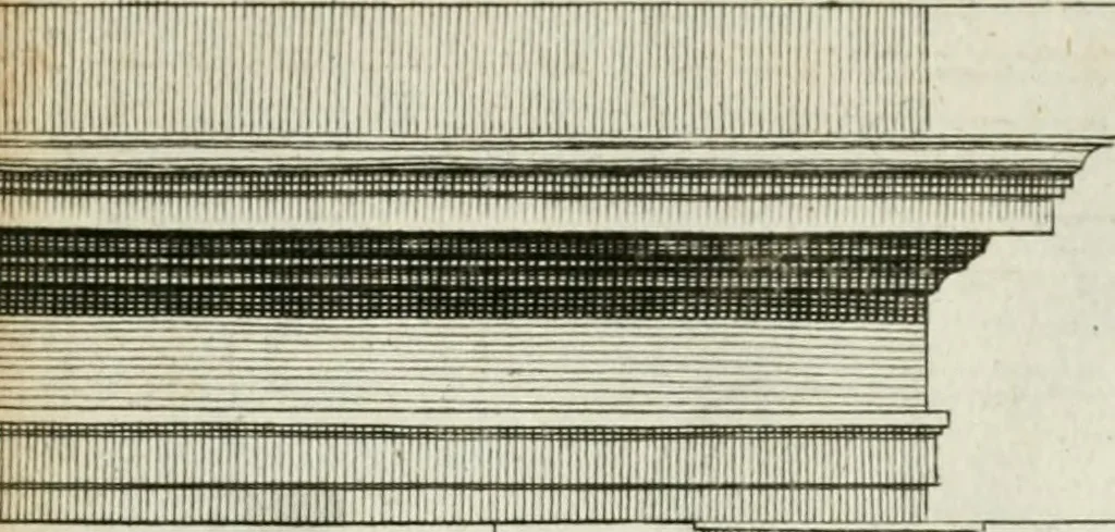 An illustration from A treatise of architecture, with remarks and observations : necessary for young people, who would apply themselves to that noble art, 1732, leaf 179