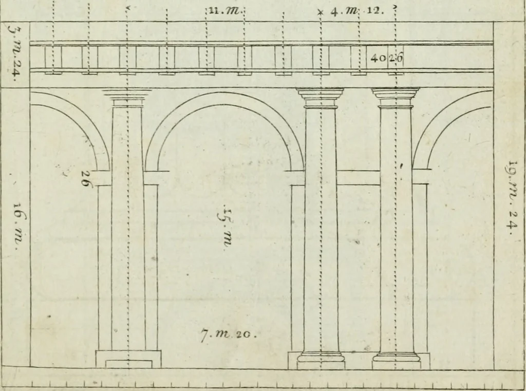 An illustration from A treatise of architecture, with remarks and observations : necessary for young people, who would apply themselves to that noble art, 1732, leaf 186