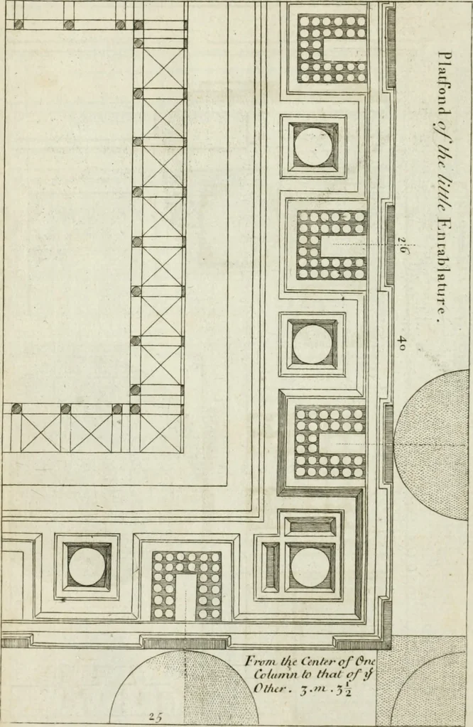 An illustration from A treatise of architecture, with remarks and observations : necessary for young people, who would apply themselves to that noble art, 1732, leaf 191