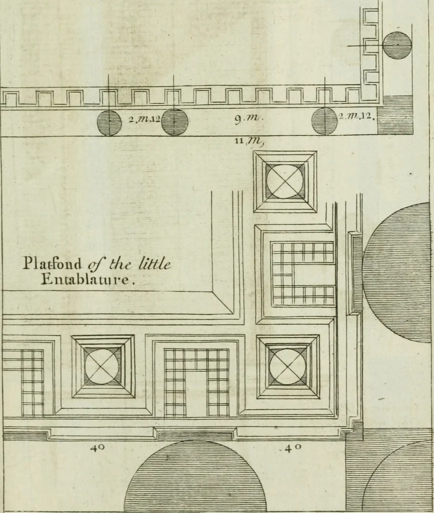 An illustration from A treatise of architecture, with remarks and observations : necessary for young people, who would apply themselves to that noble art, 1732, leaf 192