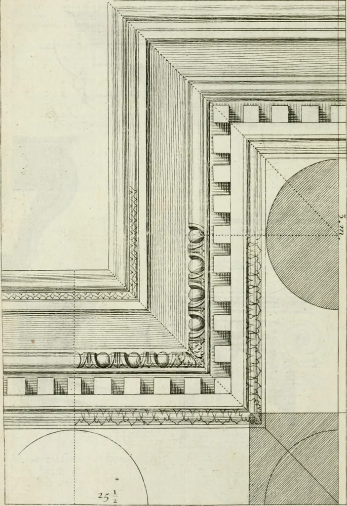 An illustration from A treatise of architecture, with remarks and observations : necessary for young people, who would apply themselves to that noble art, 1732, leaf 205