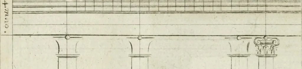 An illustration from A treatise of architecture, with remarks and observations : necessary for young people, who would apply themselves to that noble art, 1732, leaf 213