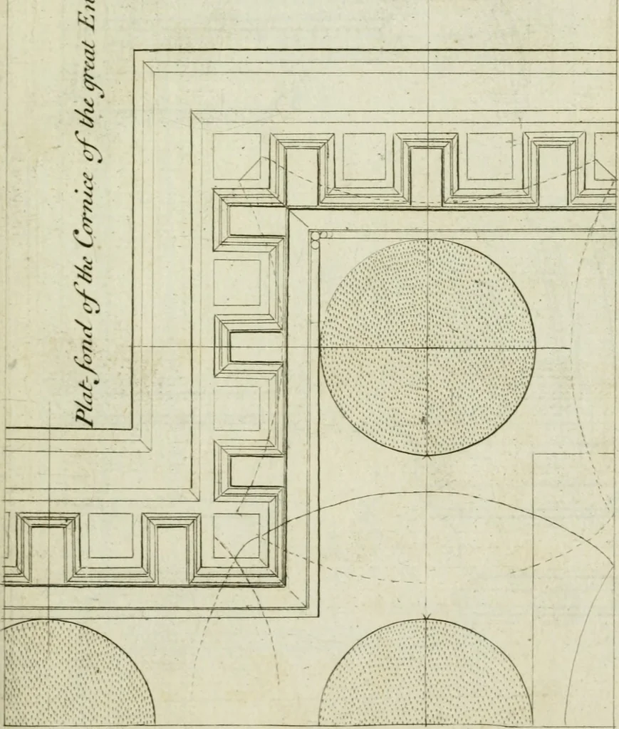 An illustration from A treatise of architecture, with remarks and observations : necessary for young people, who would apply themselves to that noble art, 1732, leaf 220