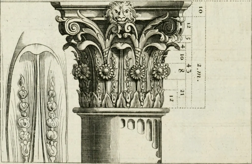 An illustration from A treatise of architecture, with remarks and observations : necessary for young people, who would apply themselves to that noble art, 1732, leaf 229