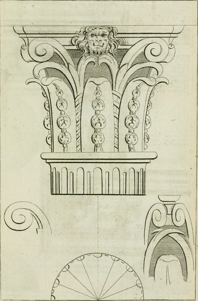 An illustration from A treatise of architecture, with remarks and observations : necessary for young people, who would apply themselves to that noble art, 1732, leaf 230