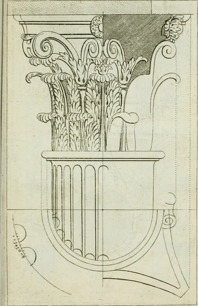 An illustration from A treatise of architecture, with remarks and observations : necessary for young people, who would apply themselves to that noble art, 1732, leaf 240
