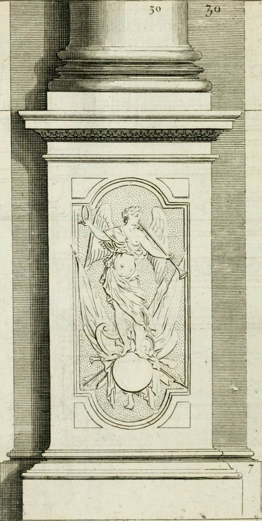 An illustration from A treatise of architecture, with remarks and observations : necessary for young people, who would apply themselves to that noble art, 1732, leaf 247