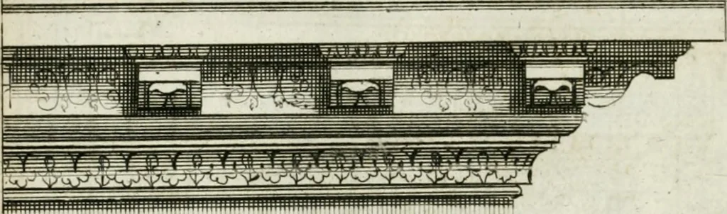 An illustration from A treatise of architecture, with remarks and observations : necessary for young people, who would apply themselves to that noble art, 1732, leaf 277