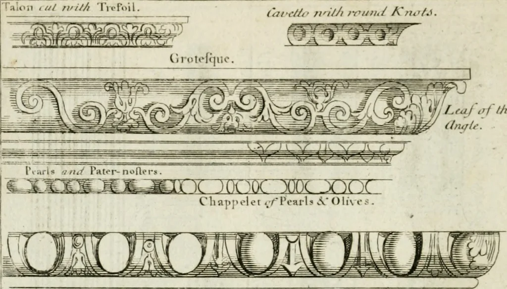 An illustration from A treatise of architecture, with remarks and observations : necessary for young people, who would apply themselves to that noble art, 1732, leaf 287
