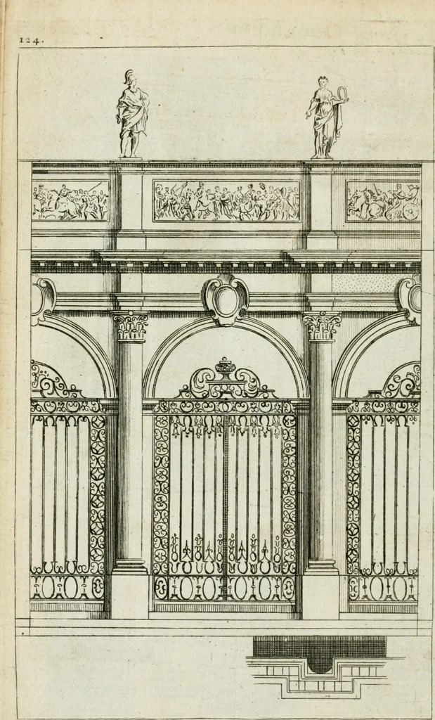 An illustration from A treatise of architecture, with remarks and observations : necessary for young people, who would apply themselves to that noble art, 1732, leaf 293