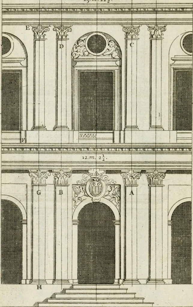 An illustration from A treatise of architecture, with remarks and observations : necessary for young people, who would apply themselves to that noble art, 1732, leaf 301