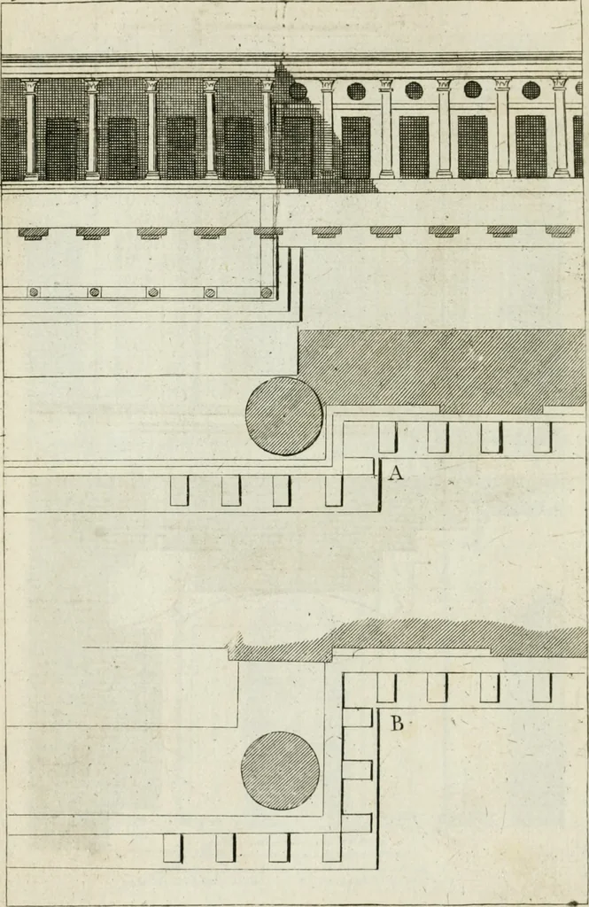 An illustration from A treatise of architecture, with remarks and observations : necessary for young people, who would apply themselves to that noble art, 1732, leaf 303