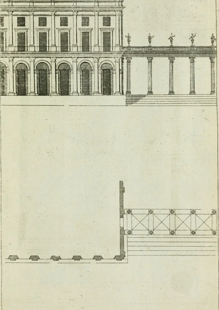 An illustration from A treatise of architecture, with remarks and observations : necessary for young people, who would apply themselves to that noble art, 1732, leaf 304